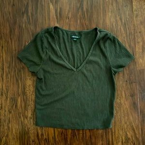 Olive green low crop shirt